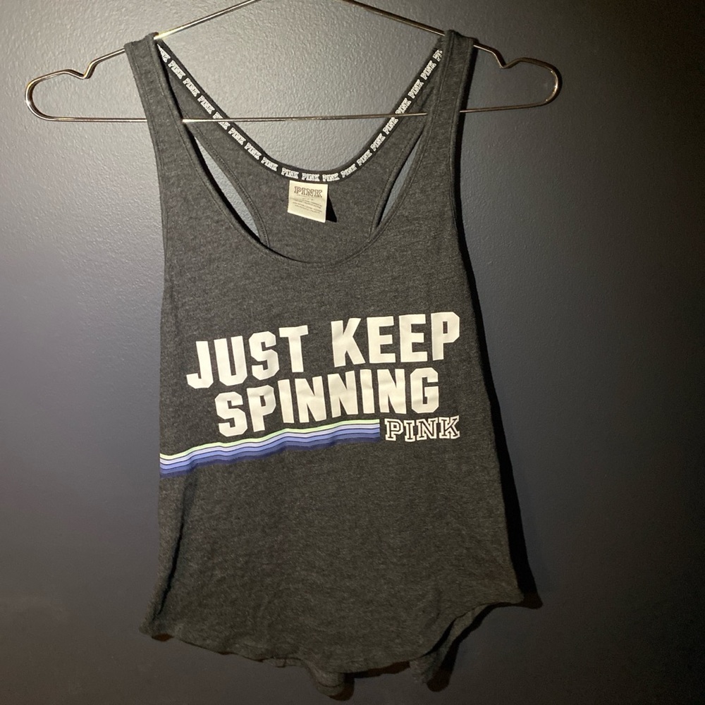 PINK Victoria's Secret Charcoal Tank with Bold Print